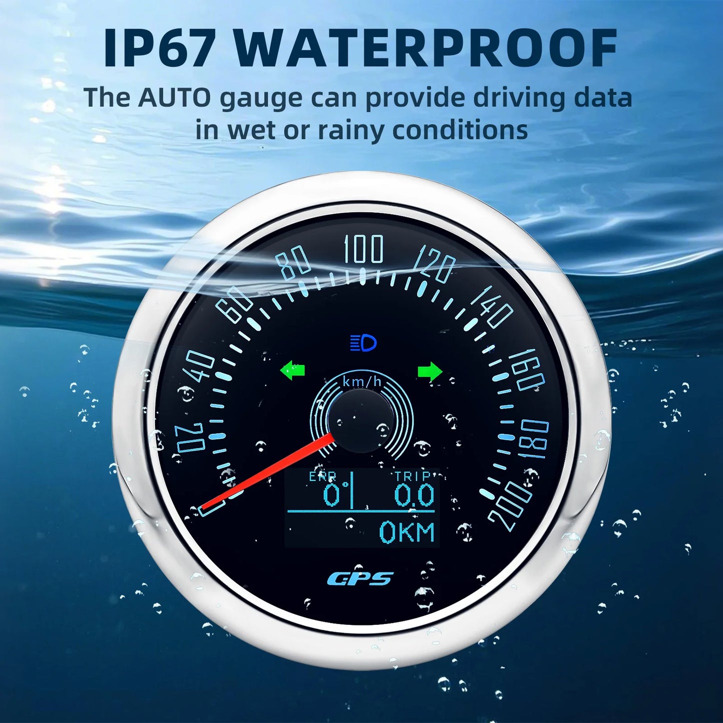 85MM GPS Speedometer 0-160MPH 0-200KMH With GPS Antenna 7 Colors Backlight Digital LED Odometer Gauge for 12V24V Car Boat Marine