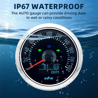 85MM GPS Speedometer 0-160MPH 0-200KMH With GPS Antenna 7 Colors Backlight Digital LED Odometer Gauge for 12V24V Car Boat Marine