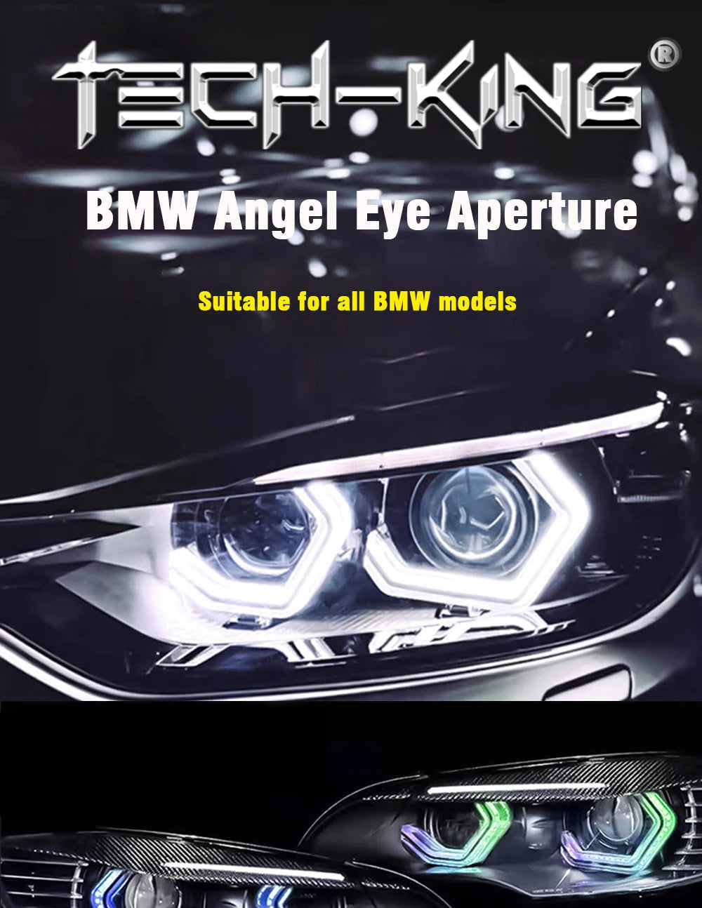 Car headlight Angel Eye F01 F02 F03 F04 RGB dynamic light LED side cover decorative light ring white light Yellow light RGBW