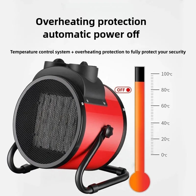 Portable 2000W Space Heater with Fan Adjustable Thermostat 2 Heat Settings Fan Mode Overheat Tip-Over Protection for Home Office