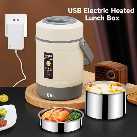 304 Stainless Steel Electric Thermal Lunch Box, Car Heating Constant Temperature Portable Bento Box, Large Capacity