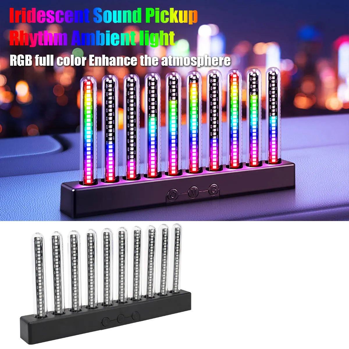 Car RGB Pickup Light Dynamic Gradient Sound Control Light Universal Air Vent Dashboard Car Interior Ornament Auto Interior Light