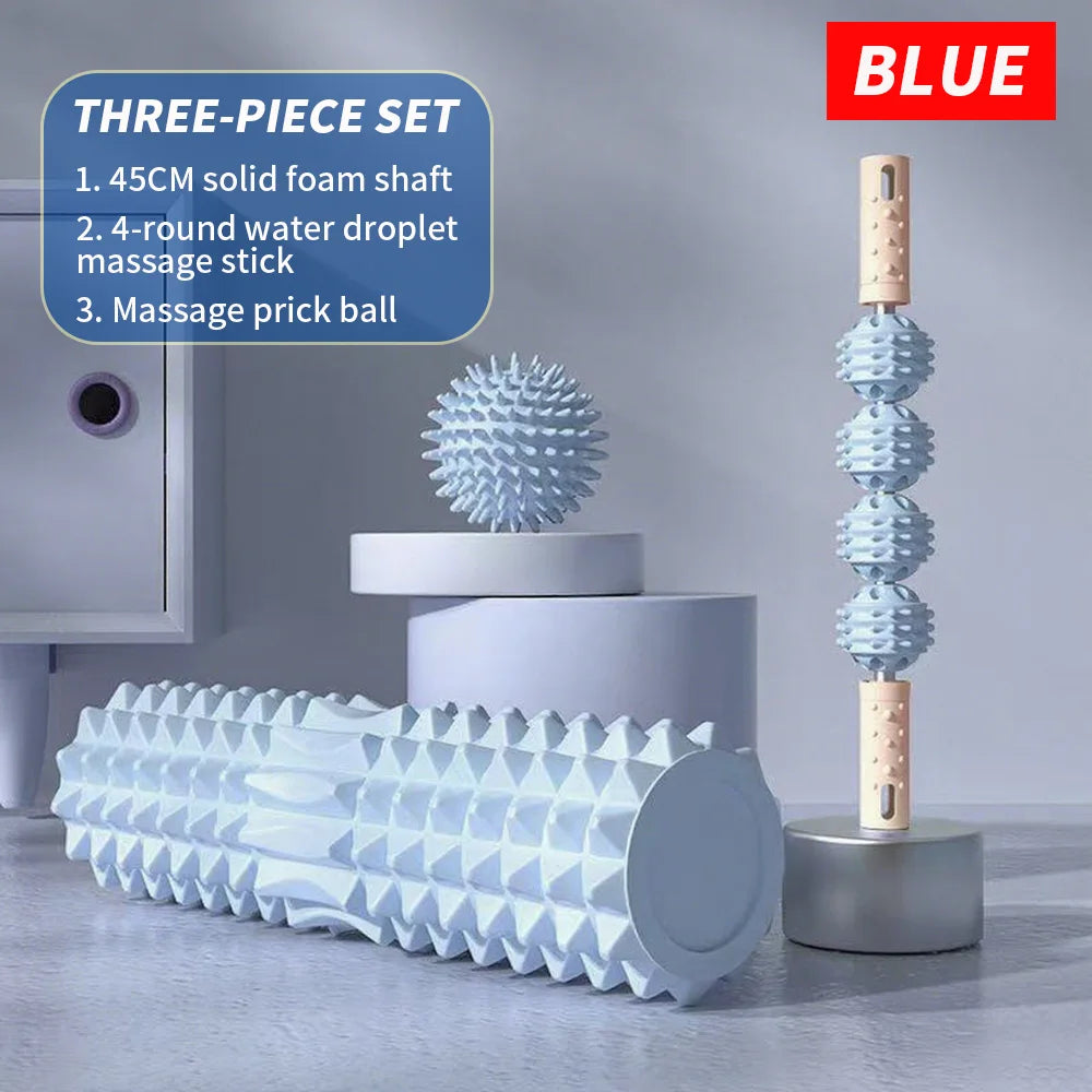 [Three Piece Massage Set] Massage Prick Ball, Massage Roller, Foam Massage Roller Shaft - A Necessary Household Massage Artifact