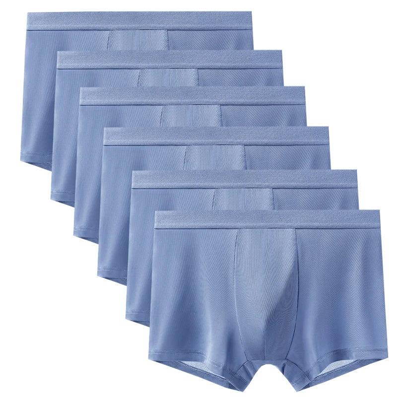 6pcs Men's Summer Ice Silk Boxers Briefs Males Underwears Boys Comfort Underpants Shorts Mans Ultra-thin Breathable Sexy Panties