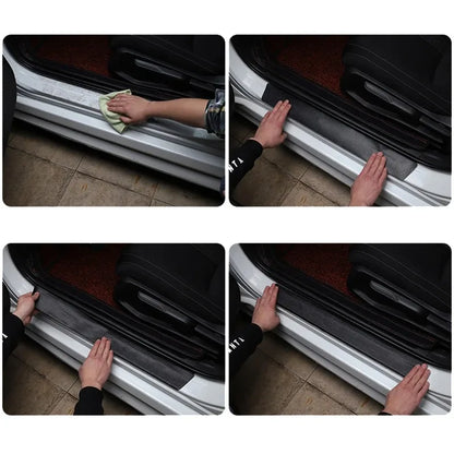 5Pcs Carbon Fiber Car Door Sill Scuff Plate Decor Stickers For Mercedes Benz AMG W463 W204 C300 W212 W176 W222 W124 C190