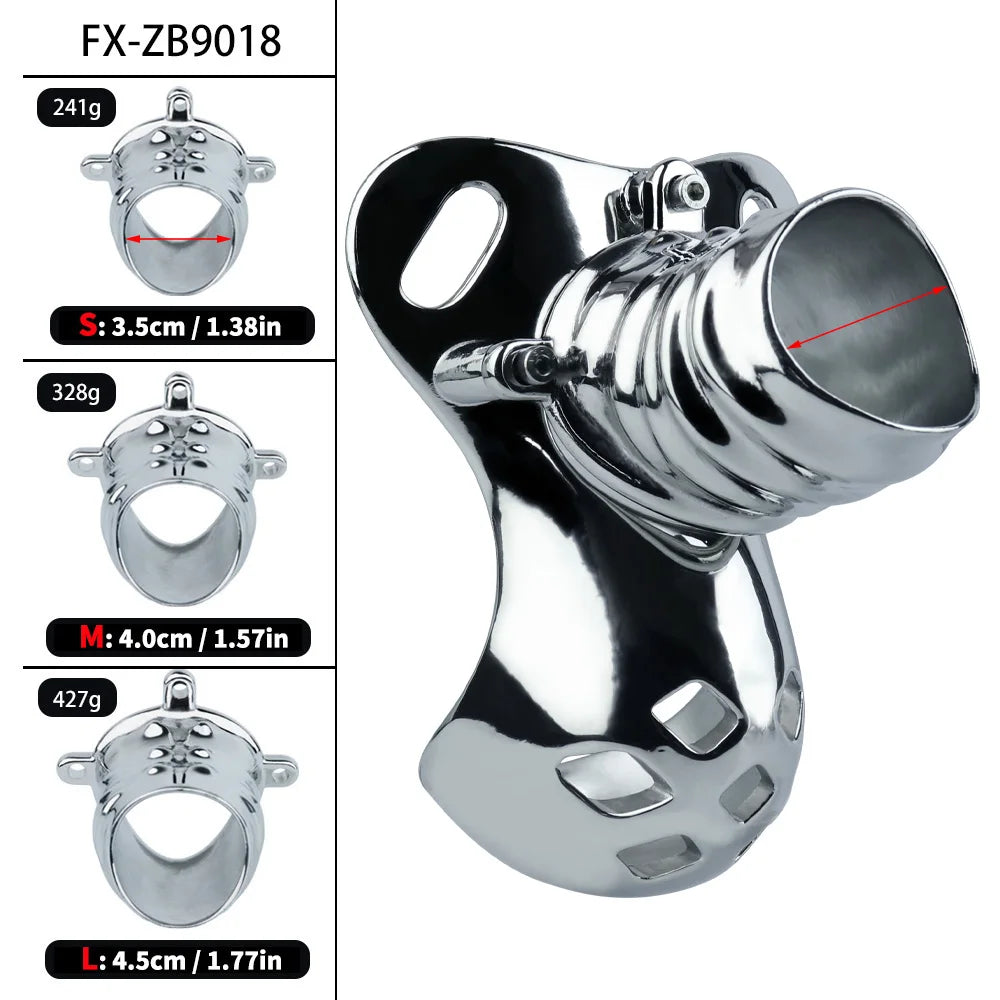 FRRK Metal Chastity Device Bondage Gear Power Control Sex Tool for Couple Sexual Enhance Cock Cage BDSM Cuckold Adult Man Needs