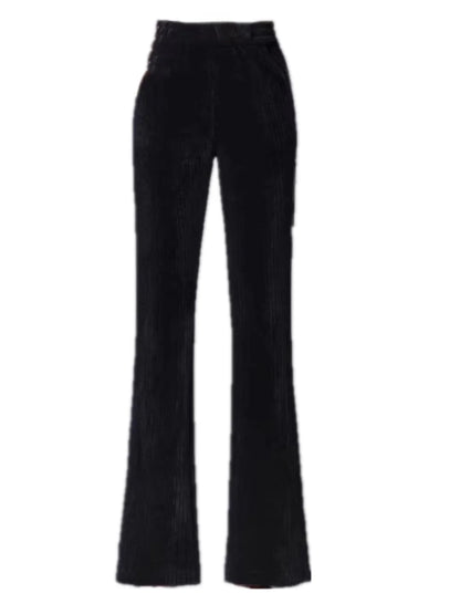 plus Size Flared Pants for Women Autumn Winter Fce Lined Casual High Waist Nine Points ket Pants for Middle-Aged Mothers