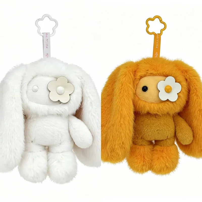 18/30cm Juju Rabbit Keychain Flower Eye Juju Rabbits Keyring Long Ears Bunny Keyring Cute Rabbit Pendant Halloween Birthday Gift