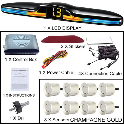 6 Or 8 Sensor Parking Kit LED Display Safe Protection Clear Alert Vehicle Reversing Assistance System