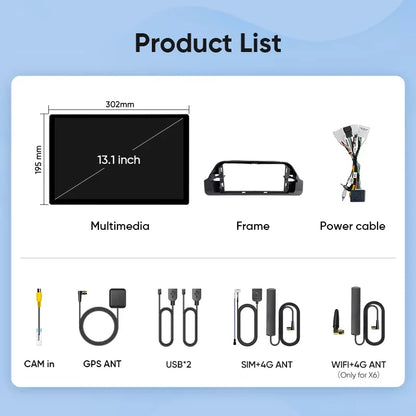 Ainavi 13.1 Inch For Toyota RAV4 2019 2020 2021 2023 2025 XA50 2K HDMI Car Radio CarPlay Android Auto Player 4G Car Multimedia
