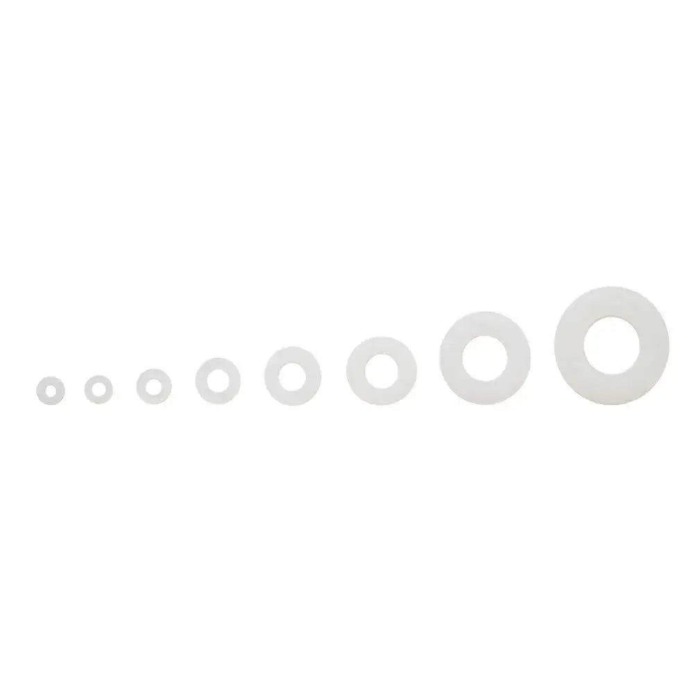500Pcs M2 M2.5 M3 M4 M5 M6 M8 M10 White Plastic Nylon Flat Washer Flat Gasket Screw Bolt Insulation Washer Assembly Kit