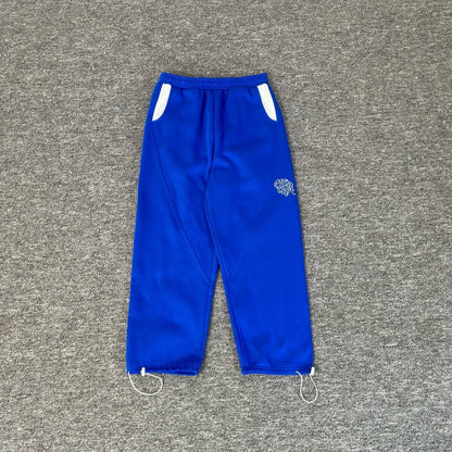 Mertra Classic Embroidered Logo Fleece Lined Loose Fit Straight Leg Casual Trousers Men Women Versatile Comfortable Long Pants