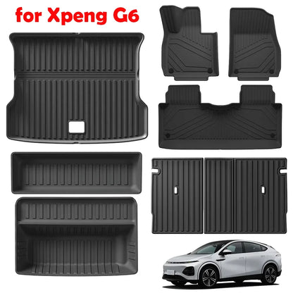 3D TPE Waterproof Odorless Car Floor Mats & Cargo Liner Trunk Pad Tray Set For Xpeng G6 2023-2025 LHD RHD Car Accessories