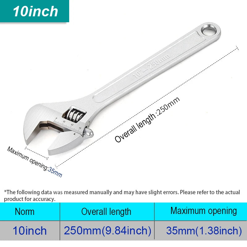 Adjustable Wrench Universal Spanner Clamp Large Openin Long Handle Repair Tools Steel Mechanical Workshop Hand Repair Tools