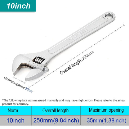Adjustable Wrench Universal Spanner Clamp Large Openin Long Handle Repair Tools Steel Mechanical Workshop Hand Repair Tools