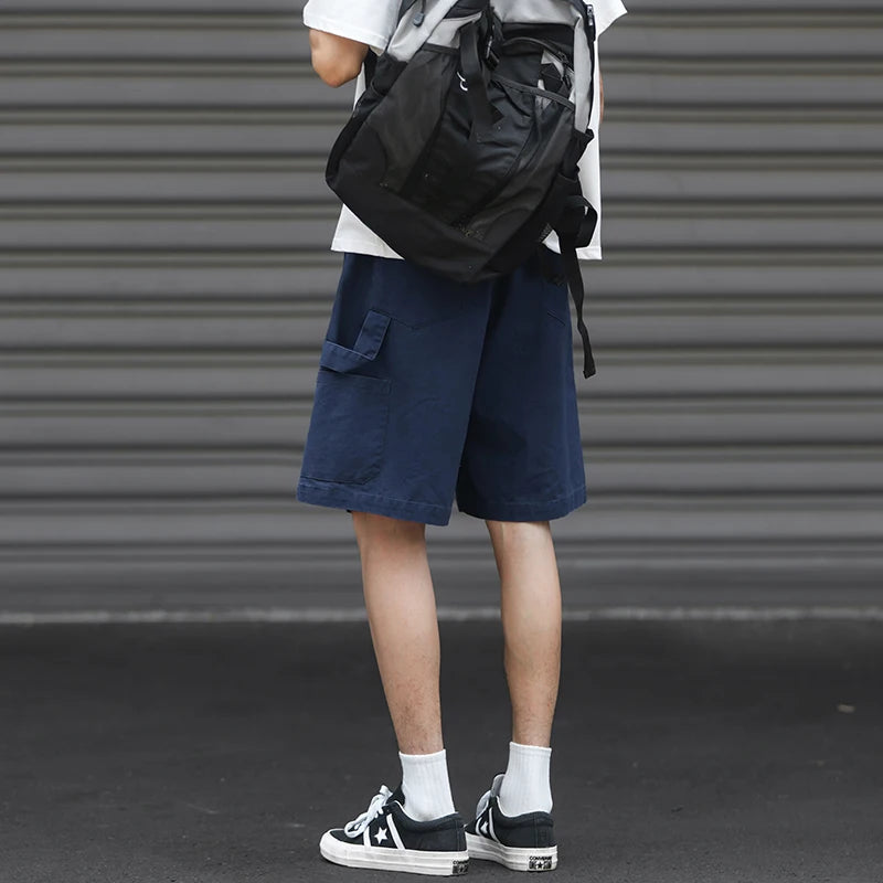 American High Street Cargo Shorts for Men Summer Japanese Retro Five-point Pants Pure Cotton Loose Tooling Outdoor Hiking Pants