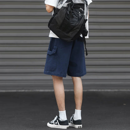 American High Street Cargo Shorts for Men Summer Japanese Retro Five-point Pants Pure Cotton Loose Tooling Outdoor Hiking Pants