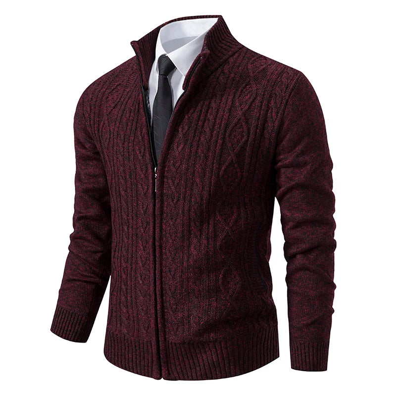 Winter Plus Velvet Sweaters Cardigan Thick High Collar Sweatshirt Men's Coat Knitted Jumper Brand Knitwear Hombre Clothing