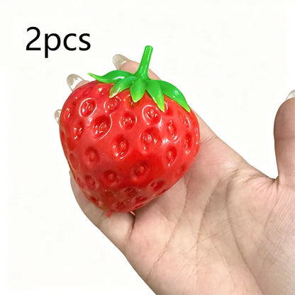 Strawberry Crunchy Stress Ball Squeeze Toy Crispy Squishy Fidget Toy Round Blocks Filled Decompression Sensory Toy Gifts