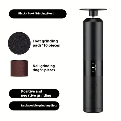 3-speed speed adjustment, LCD display screen, 16 interchangeable heads for home/foot and hand care, fast charging