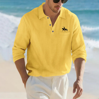 Men's Casual Soft Lightweight Linen Cotton Lapel Shirt Spring Autumn Loose Solid Color Fashion Decorative Flap Top