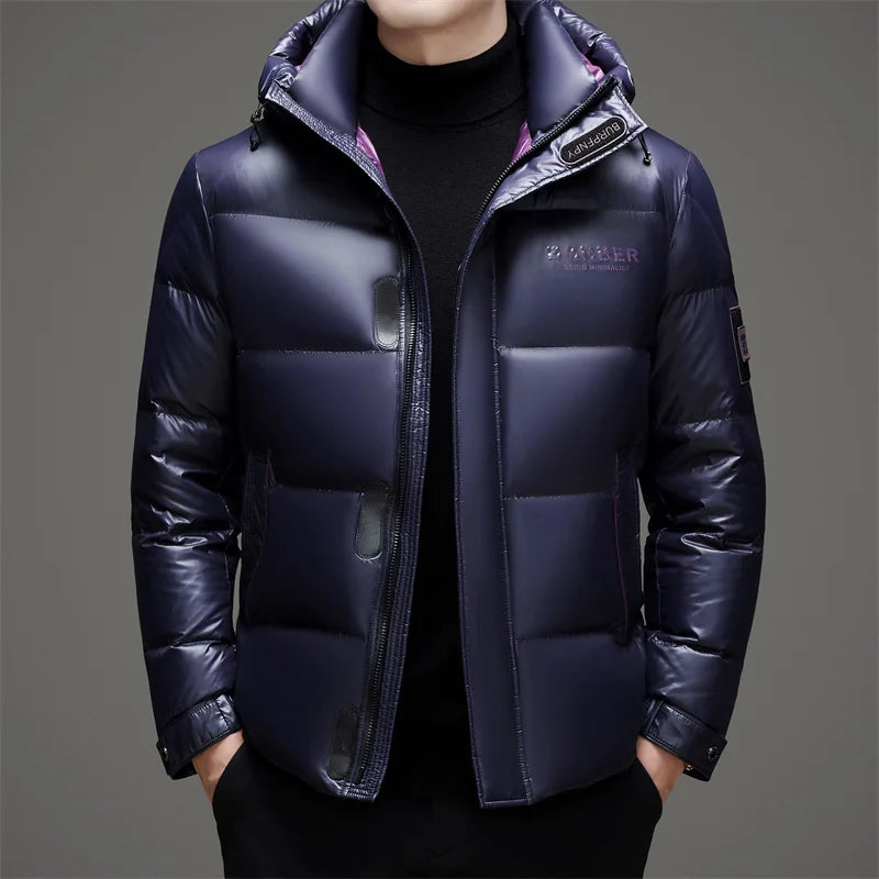 Real Good 90% White  Duck Down Parkas Coat 2025 Winter Men Thermal Warm Hooded Jacket Trendy Bright Color Duck Down Puffer Coat