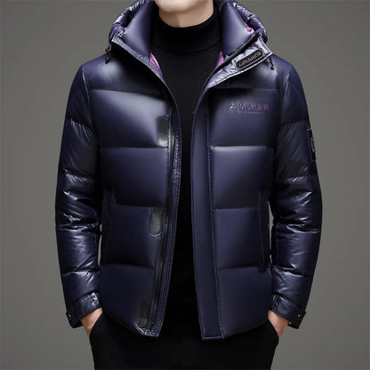 Real Good 90% White  Duck Down Parkas Coat 2025 Winter Men Thermal Warm Hooded Jacket Trendy Bright Color Duck Down Puffer Coat