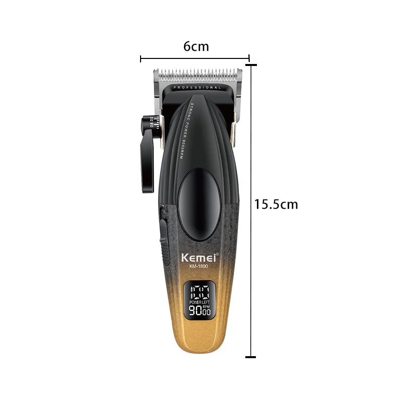 KEMEI Professional Electric Hair Clipper 9000 RPM Rechargeable Metal Hair Trimmer Adjustable Men's Haircut Tool KM-1890
