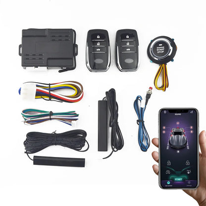 Universal 12V Car Smart Keyless Entry Bluetooth Remote Start System Start Stop Ignition Button Car Alarm Accessories