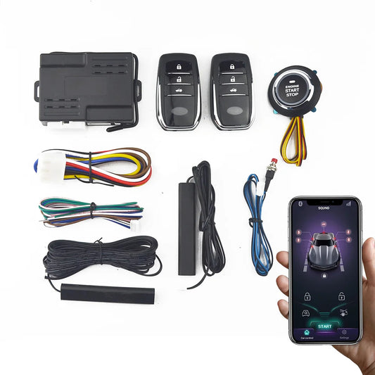 Universal 12V Car Smart Keyless Entry Bluetooth Remote Start System Start Stop Ignition Button Car Alarm Accessories