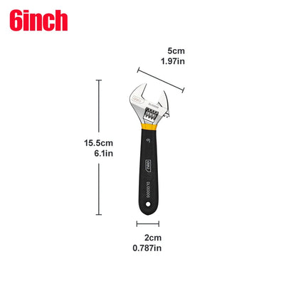 Professional 6/8/10/12 Inch Carbon Steel Wrench, Chrome Plated with Non-Slip TPR Grip for Automotive Repair & Maintenance Tools