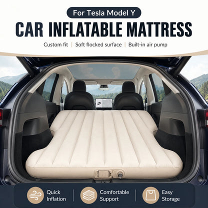 For Tesla Model Y 2021-2026 Juniper Car Inflatable Mattress With Electric Air Pump Travel Camping Trunk Bed Sleeping Mat