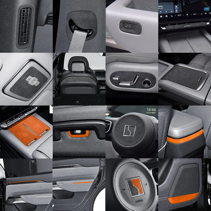 For ZEEKR 7X 2025 Super Suede Interior Accessory, Car Central Control Sliding Cover Panel Steering Wheel Decal Air Outlet Trim