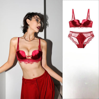 Set Intimo Pizzo Leopardato Chic Stile Francese Reggiseno Push Up Seno Piccolo Antiaccadimento Taglie Comode S-XL Hot Sale Set
