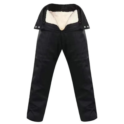 Winter Thicken Pure Wool Trousers Men High Waist Casual Thermal Long Pants Middle-aged Elderly Dad Sheepskin Plush Trouser Male