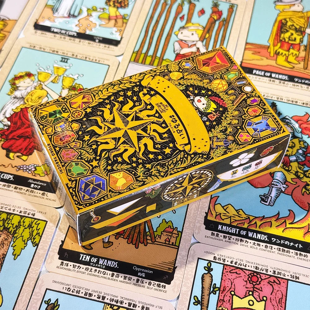 6*10.2cm Cute Anime Tarot Cards 80pcs Pocket Size Kawaii Healing Style Tarot Deck for Beginners Fortune Telling Board Game