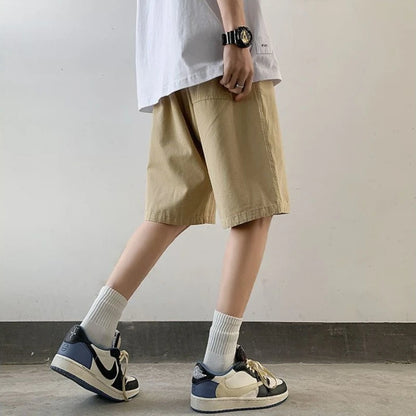 Men's Lightweight Summer Mid-Length Cargo Shorts Wide Straight Leg Loose Fit for Casual High Street Fashion