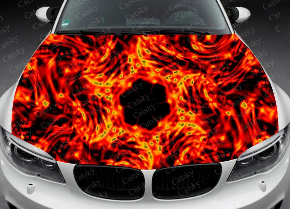 Car Accessories Hood Decal, Fire, Flame, Vinyl, Sticker, Graphic, Wrap Decals, Truck Graphic, Bonnet Sticky Paper, Skull, F150