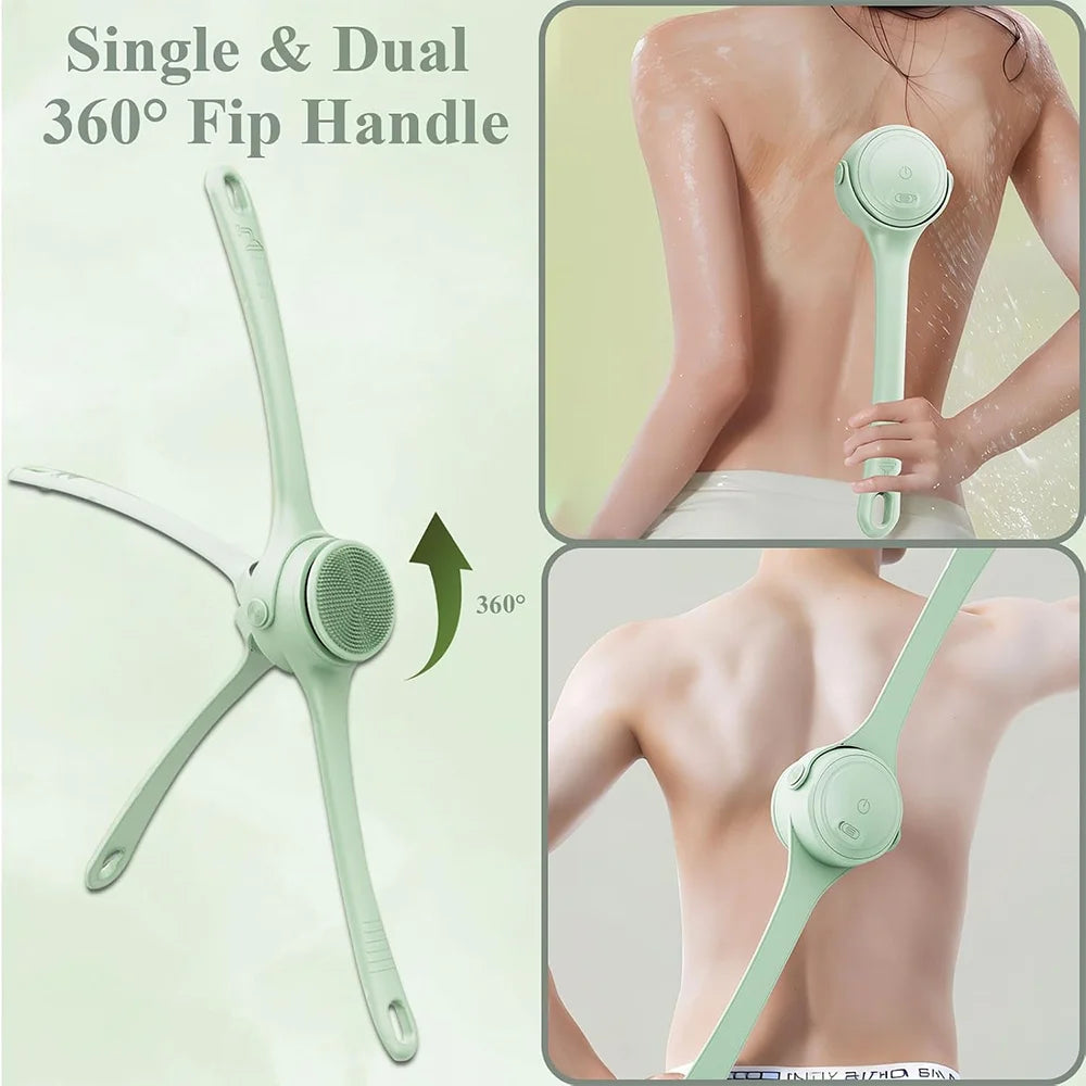 4in1 Electric Silicone Bath Brush，Soft Deep Cleaning Exfoliating Electric Bath Brush for Bathroom Skin Care Daily Use