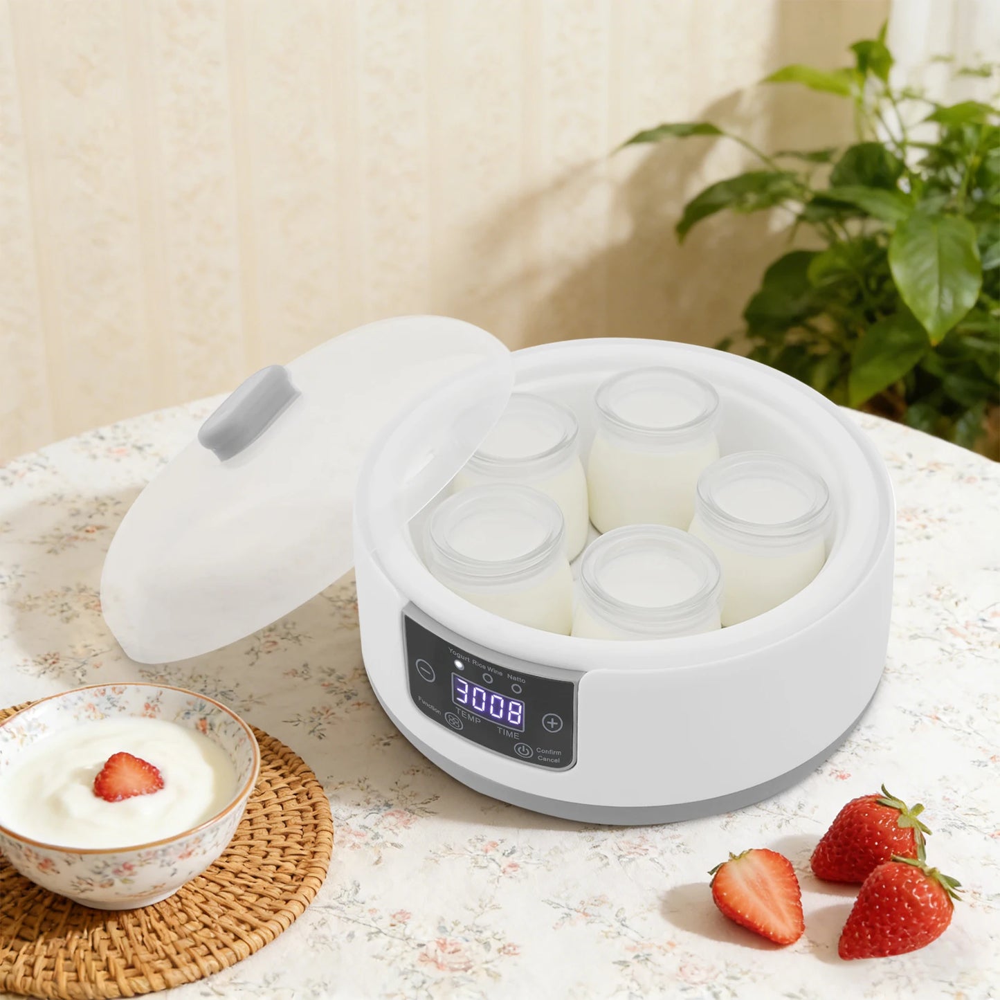 Electric Yogurt Maker+15W Power, Yogurt Maker+1.2L Capacity, Yogurt Maker Machine+21-45℃ Temp, For Homes Apartments Making Yogurt Rice Wine Natto