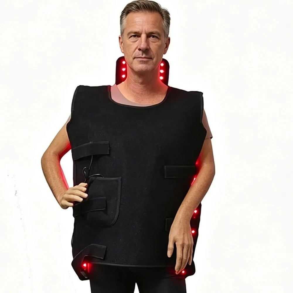 Red Light Therapy Vest for Back,Shoulder,Abdomen 660nm&850nm Infrared Light Therapy Pad Wearable Wrap Pain Relief Device