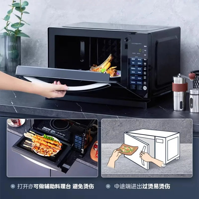 Midea M3-208E Inverter Microwave Oven, 20L Drop - Down Door Flat Plate Light Wave Grill Combo for Home