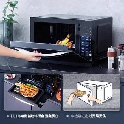 Midea M3-208E Inverter Microwave Oven, 20L Drop - Down Door Flat Plate Light Wave Grill Combo for Home