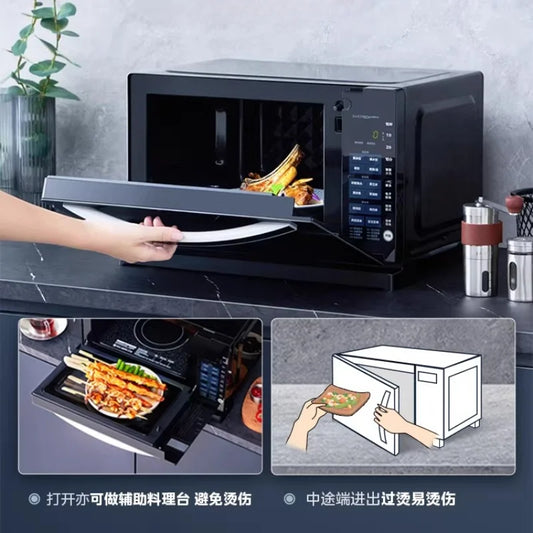 Midea M3-208E Inverter Microwave Oven, 20L Drop - Down Door Flat Plate Light Wave Grill Combo for Home