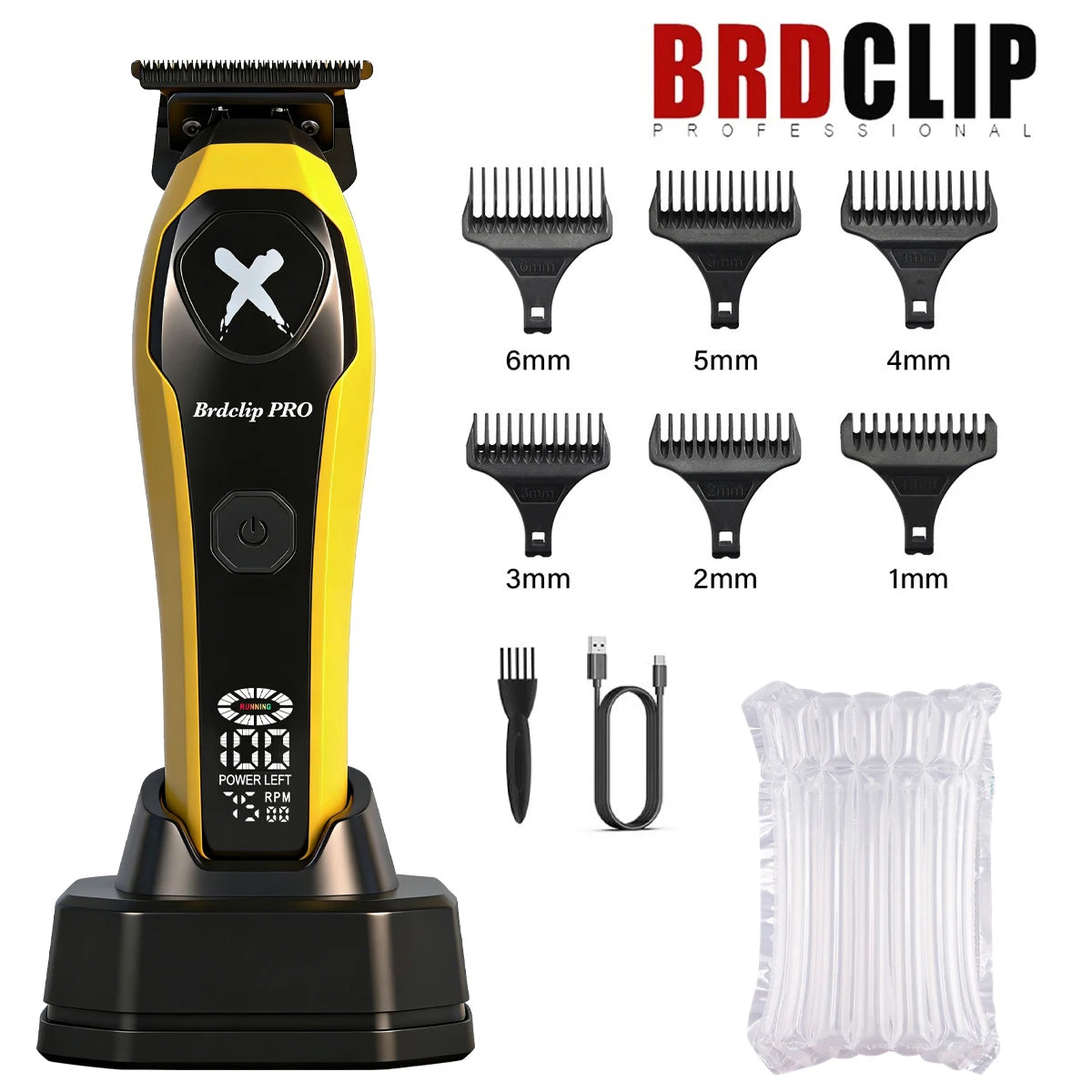 BRDCLIP 619 339 Hair Clippers Cordless Clippers Barber Electric DLC T-Blade Trimmer Portable Detail Trimmer LED Trimmer for Men