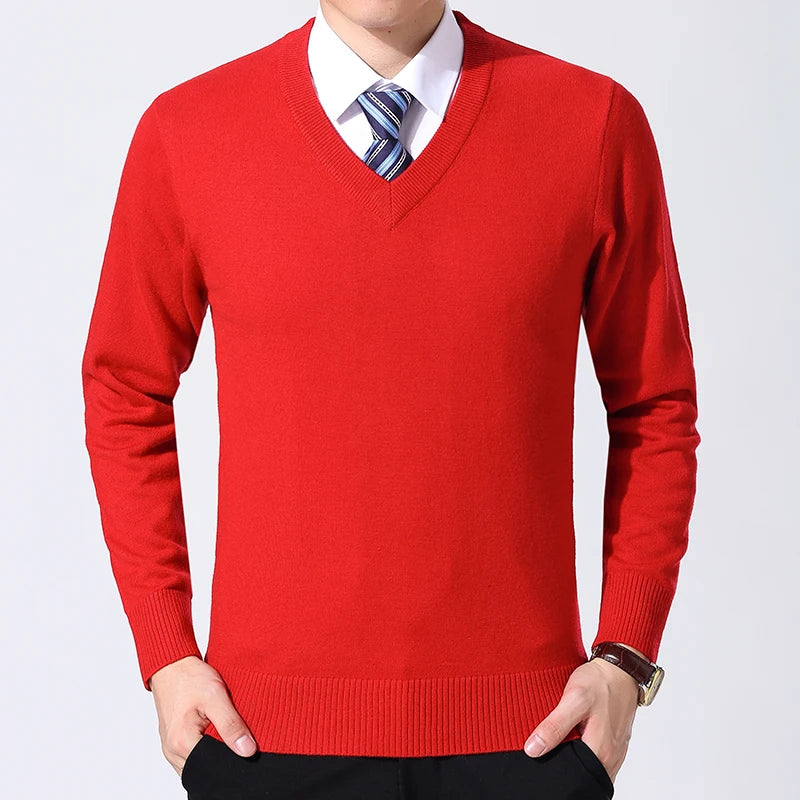 2025 New Fashion Brand Sweater Mens Pullover V Neck Slim Fit Jumpers Knitting Thick Warm Autumn Korean Style Casual Mens Clothes