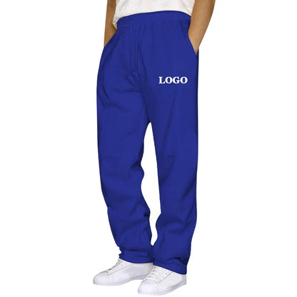 Customized Straight Leg Sweatpants Men Autumn Winter Personality Printed Thicken Jogger Pants Pocket Trousers Streetwear S - 5XL