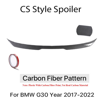 Rear Bumper Trunk Tail Lip M5 Roof Wing For BMW 5 Series G30 2017-2022 Gloss Black PSM M4 CS Style Boot Spoiler Carbon Fiber