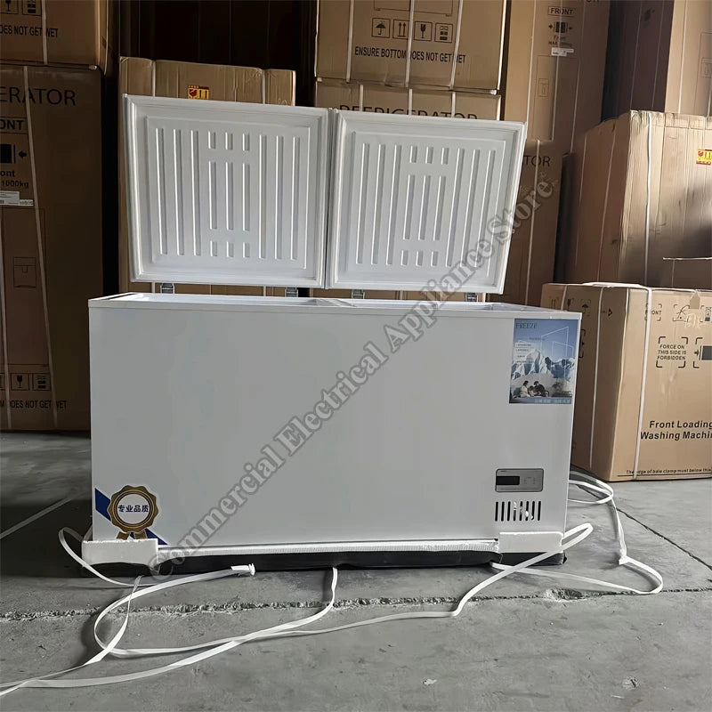 Freezer Commercial Refrigerator Freezer Large Capacity Double Door Horizontal Top Open Dual Temperature Chest Freezer
