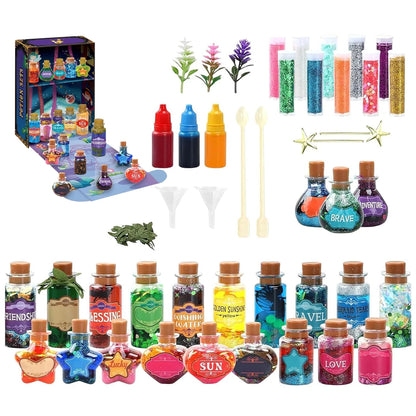 DIY Magic Potion Making Kit - 22 Bottles, Glitter & Decorations, Creative Craft Set for Kids' Magical Play